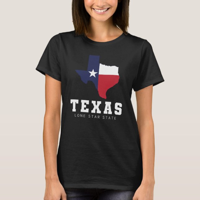 Texas, Lone Star State, Flag Map Women's Black T-Shirt (Front)