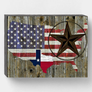 Texas Lone Star State Flag Map Wooden Box Sign