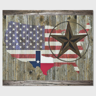 Texas Lone Star State Flag Map Wrapping Paper