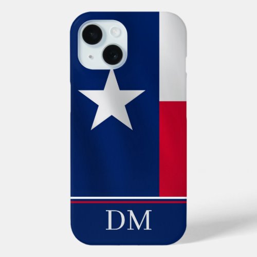 Texas Lone Star State Flag Monogram iPhone 15 Case