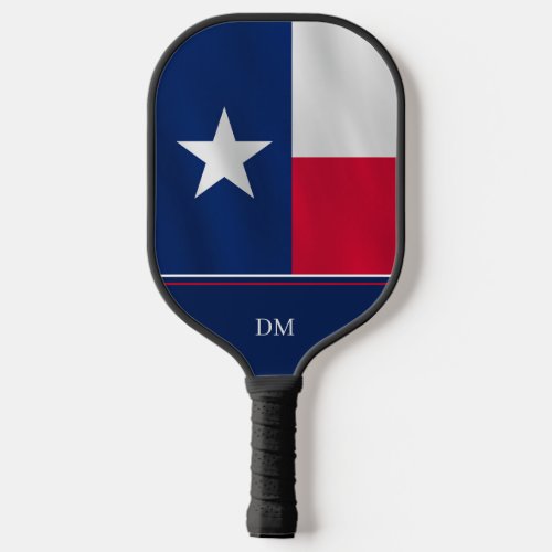 Texas Lone Star State Flag Monogram Pickleball Paddle