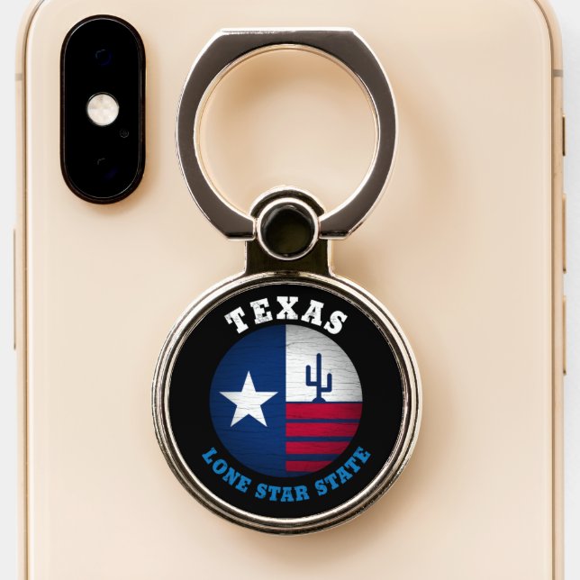 TEXAS LONE STAR STATE FLAG PHONE RING STAND (Close Up)