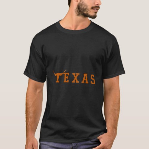 Texas Lone Star State Long Horn Bull Letter T Vint T_Shirt