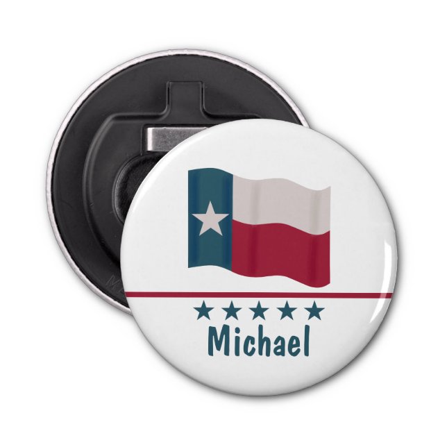 Texas Long Star Flag Name Personalized Bottle Opener (Front)