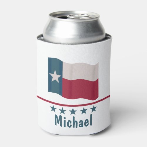 Texas Long Star Flag Name Personalized Can Cooler