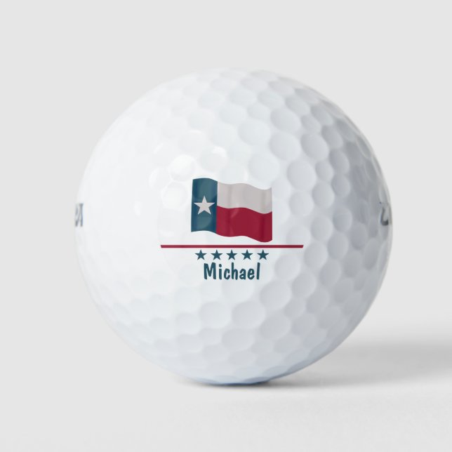 Texas Long Star Flag Name Personalized Golf Balls (Front)