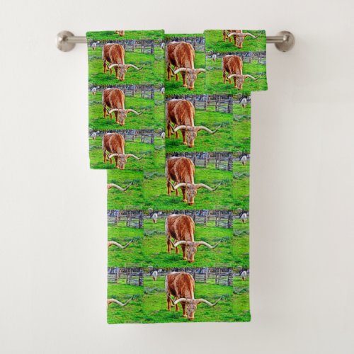 Texas Longhorn Bathroom Towel Set