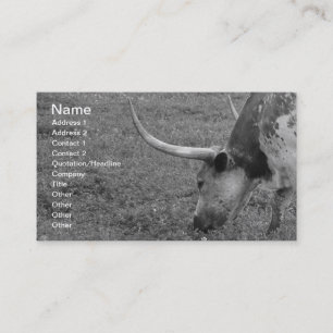 Texas Longhorn black and white business card