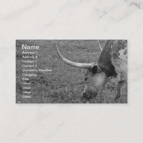 Texas Longhorn black and white business card