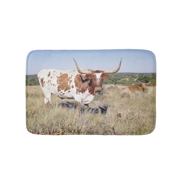 Texas Longhorn Breed (photo) Bathroom Mat (Front)