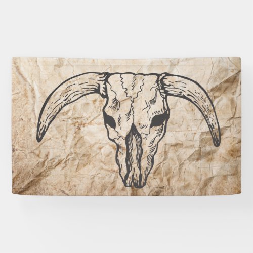 Texas Longhorn Bull Skull Banner