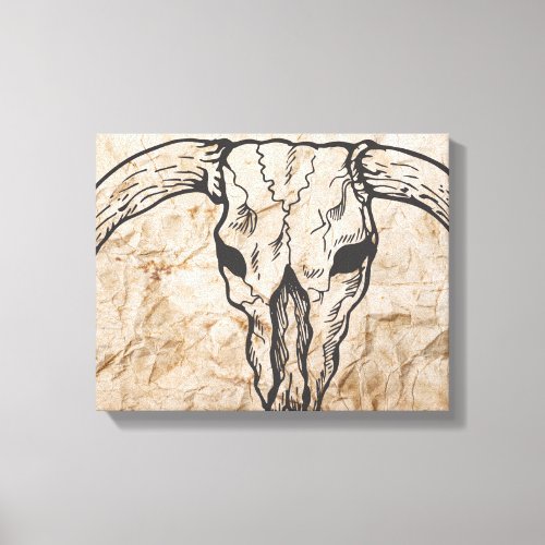 Texas Longhorn Bull Skull Canvas Print