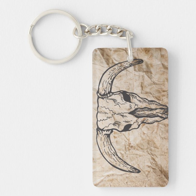 Texas Longhorn Bull Skull Keychain (Front)