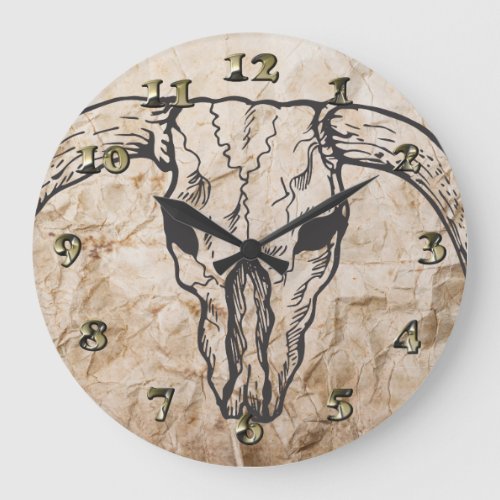Texas Longhorn Bull Skull Large Clock