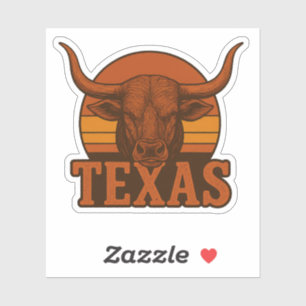 Texas Longhorn Bull Vintage Logo – Western Fire Sticker