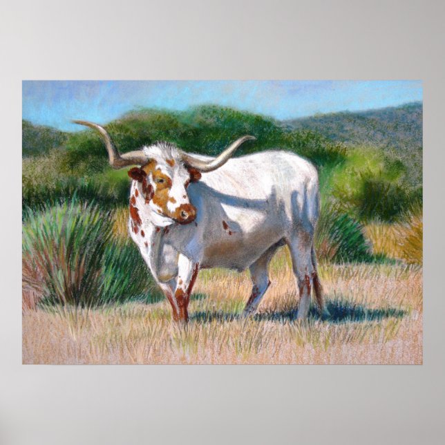 Texas Longhorn Bull Western Art Animal Poster (Front)