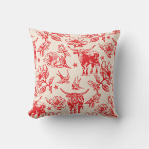 Texas Longhorn Cattle Bull Pattern Pillow Gifts