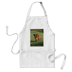 Texas Longhorn Cattle Cow  Photo Rustic Adult Apron