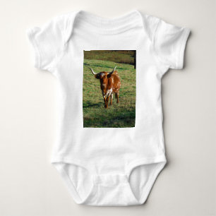Texas Longhorn Cattle Cow Photo Rustic Baby Bodysuit