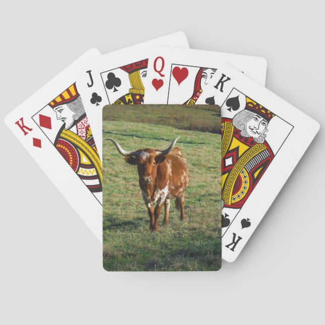 Texas Longhorn Cattle Cow  Photo Rustic Poker Cards (Back)