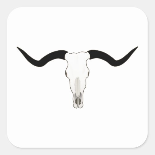 Texas Longhorn Cattle Skull _ Horns Square Sticker