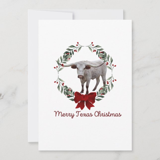 Texas Longhorn Christmas Card (Front)