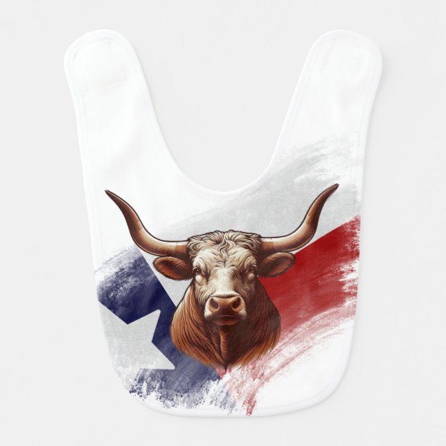 Texas longhorn cow baby bib (Front)