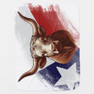Texas longhorn cow baby blanket