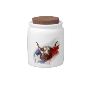 Texas longhorn cow candy jar