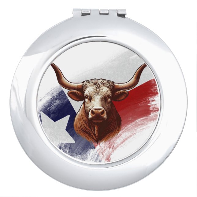 Texas longhorn cow compact mirror (Front)