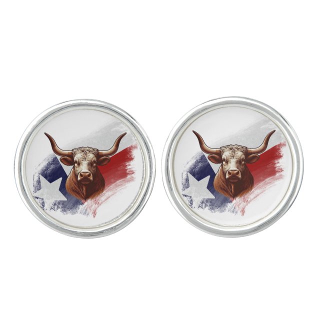 Texas longhorn cow cufflinks (Front)