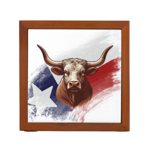 Texas longhorn cow desk organizer