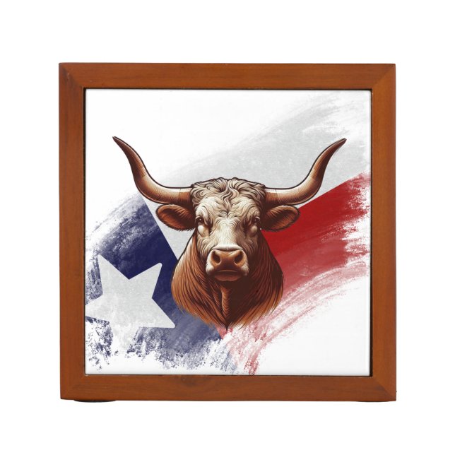 Texas longhorn cow desk organizer (Front)