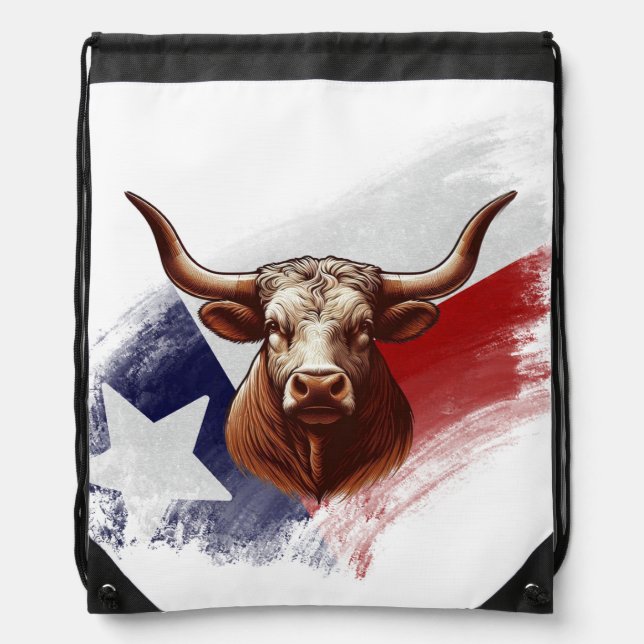 Texas longhorn cow drawstring bag (Front)