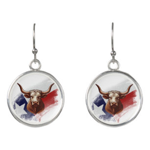 Texas longhorn cow earrings