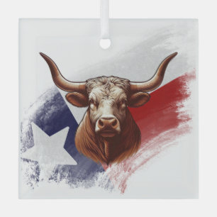 Texas longhorn cow glass ornament