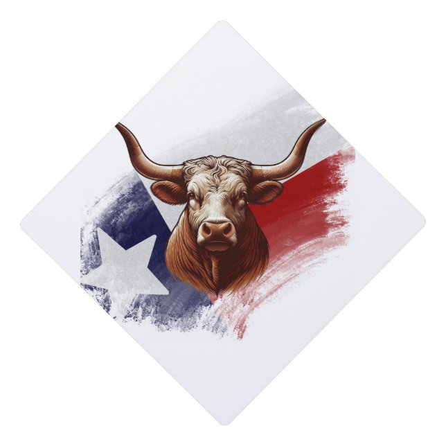 Texas longhorn cow graduation cap topper (Front)