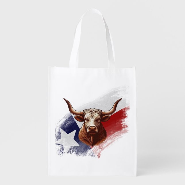 Texas longhorn cow grocery bag (Front)