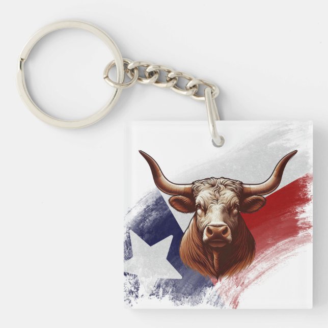 Texas longhorn cow keychain (Front)