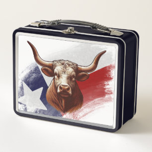 Texas longhorn cow metal lunch box