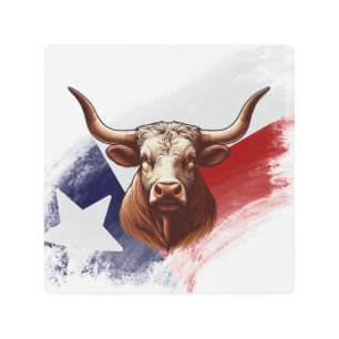 Texas longhorn cow metal print