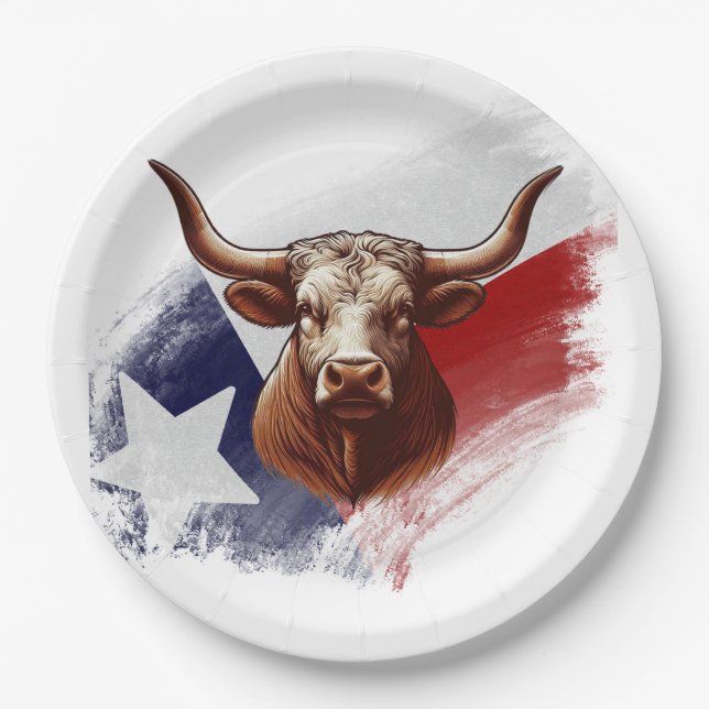Texas longhorn cow paper plates (Front)