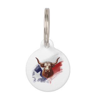 Texas longhorn cow pet ID tag