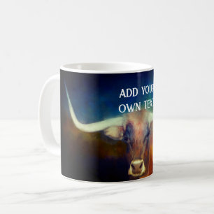 Texas longhorn cow photo art add your own quote Coffee Mug