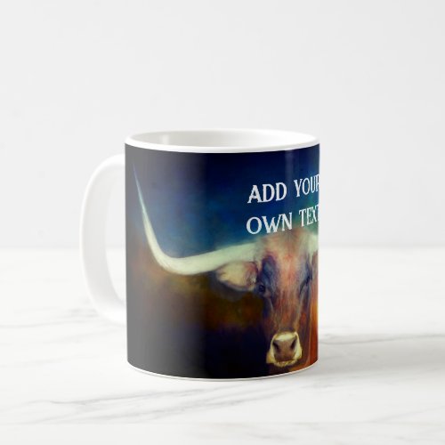  Texas  longhorn cow photo art add your own quote  Coffee Mug
