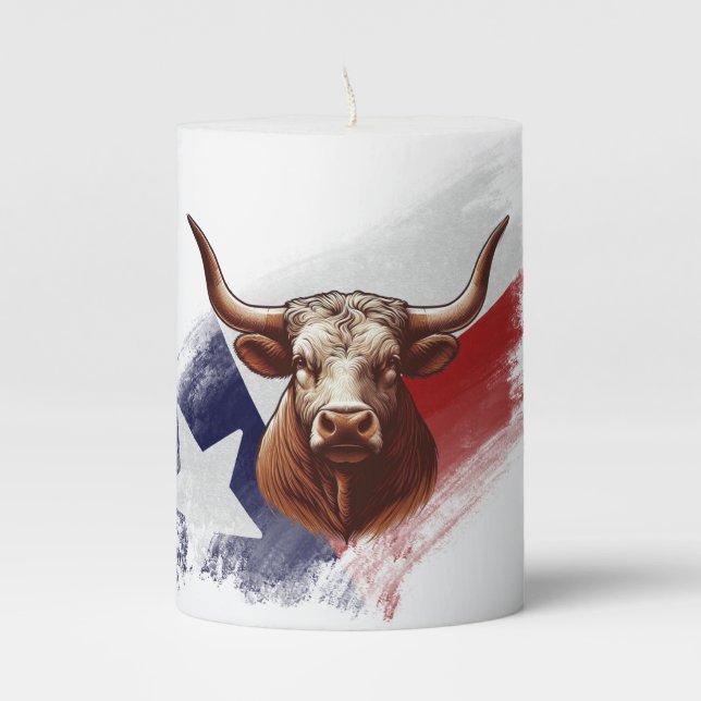 Texas longhorn cow pillar candle (Front)
