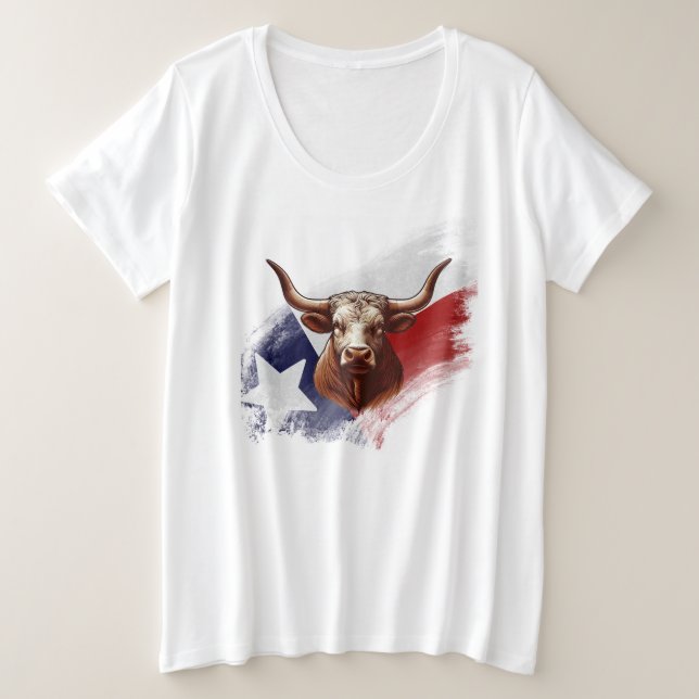 Texas longhorn cow plus size T-Shirt (Design Front)