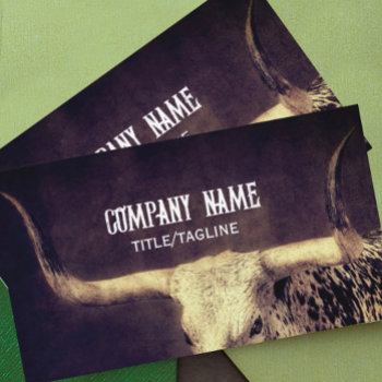 Texas Longhorn Cow Rustic Country Custom Brown  Business Card by annpowellart at Zazzle
