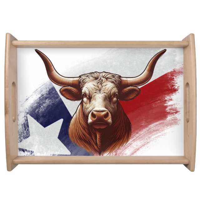 Texas longhorn cow serving tray (Front)