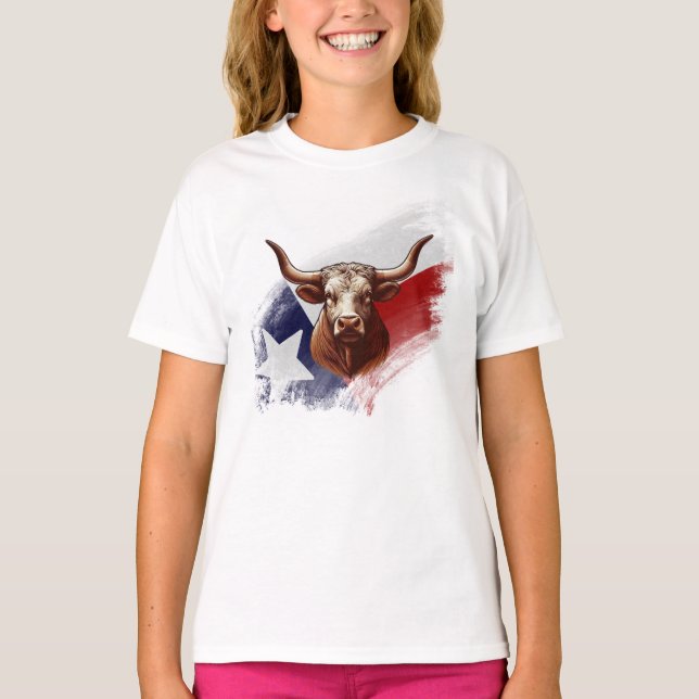 Texas longhorn cow T-Shirt (Front)